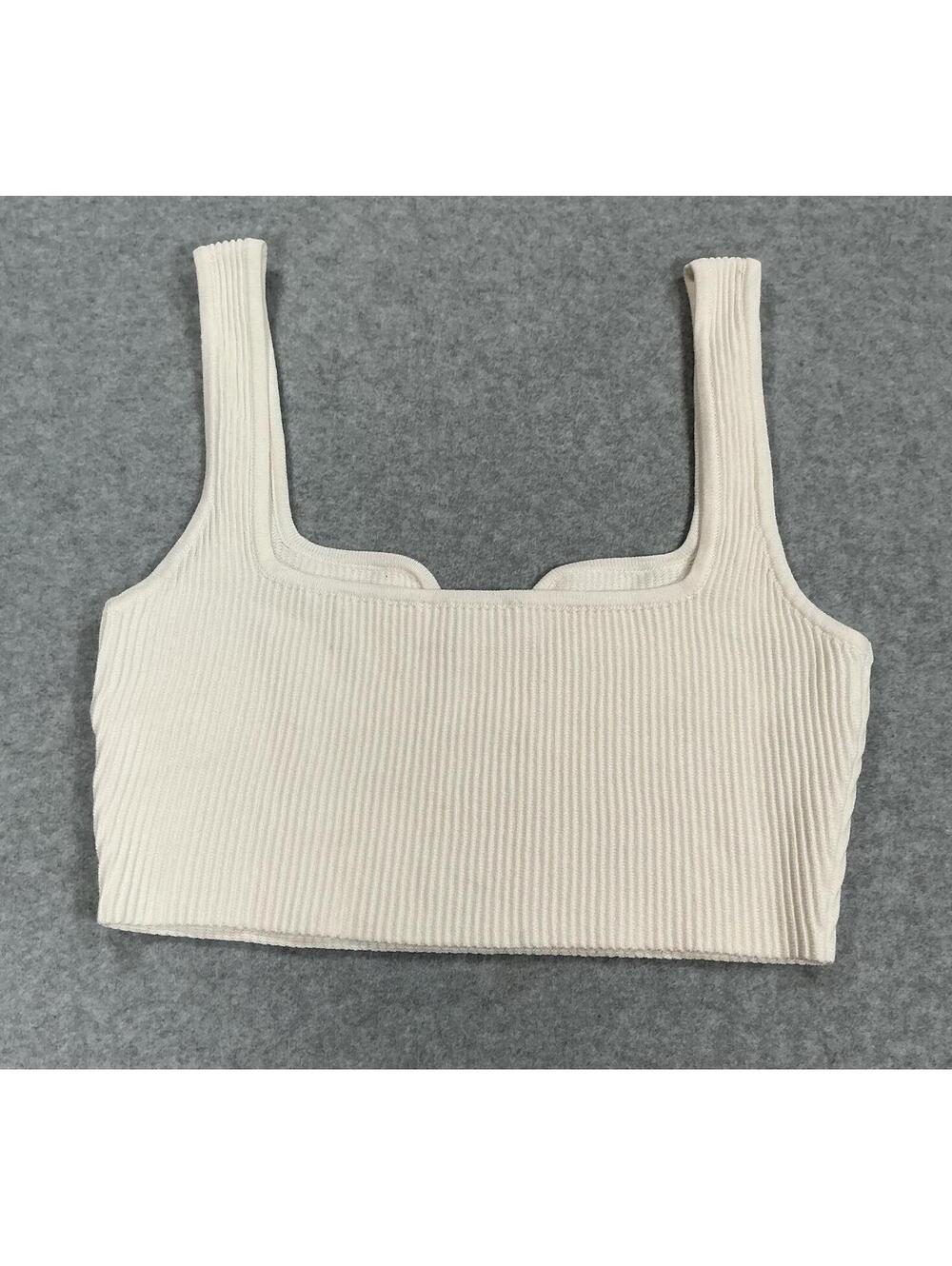 Promise The Label XS Ribbed Knit Crop Tank Top Ivory Sweater Cami - Picture 7 of 8
